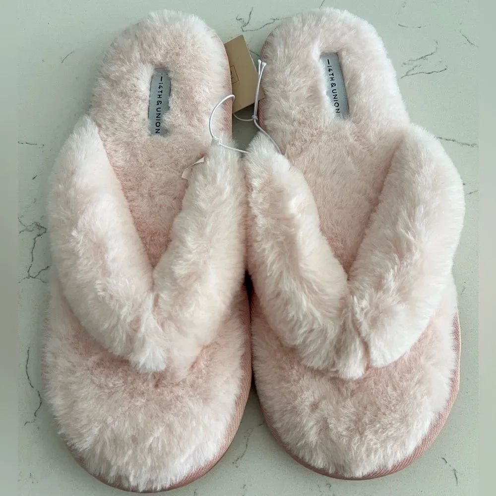Fluffy slippers light pink